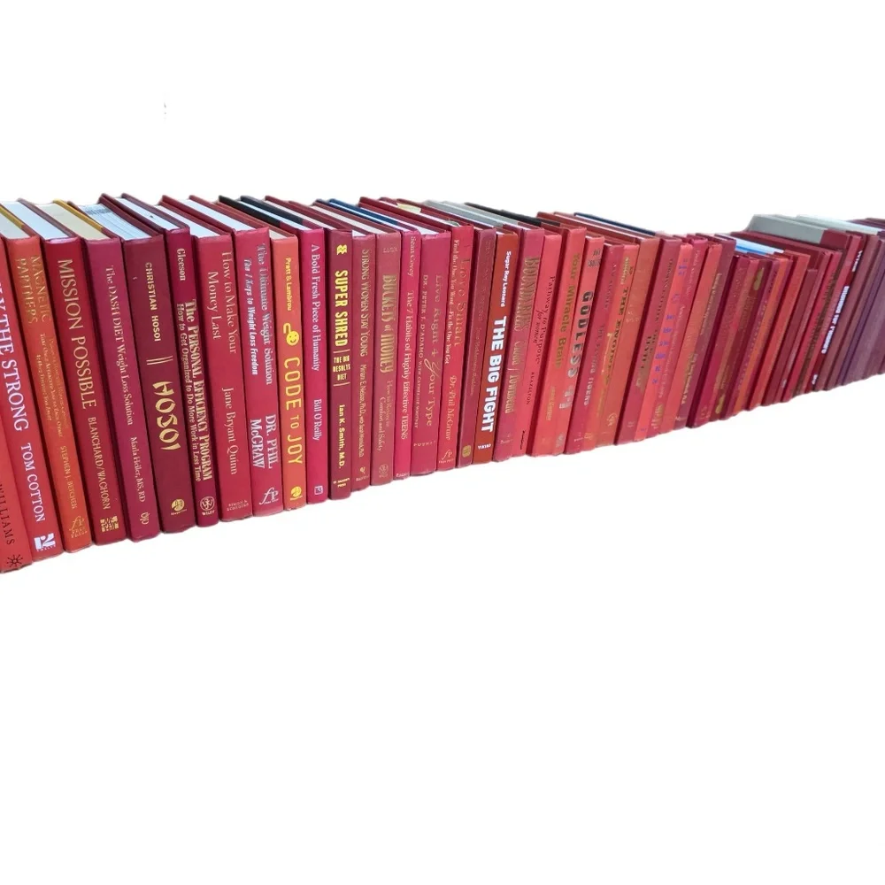 RED / Burgundy Book Decor: Modern Hardcover Interior Design Real Staging Books